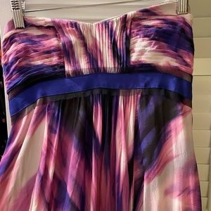 Floor length bcbg strapless silk gown